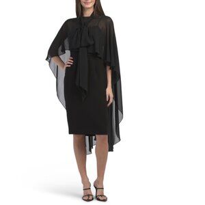 TERI JON Black 2pc Cape And Cocktail Dress Set